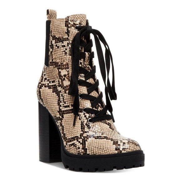 Steve Madden Shoes - New Steve Madden LATCH Snake Print Lug Sole Heeled Hiking Boots Women’s 7.5M